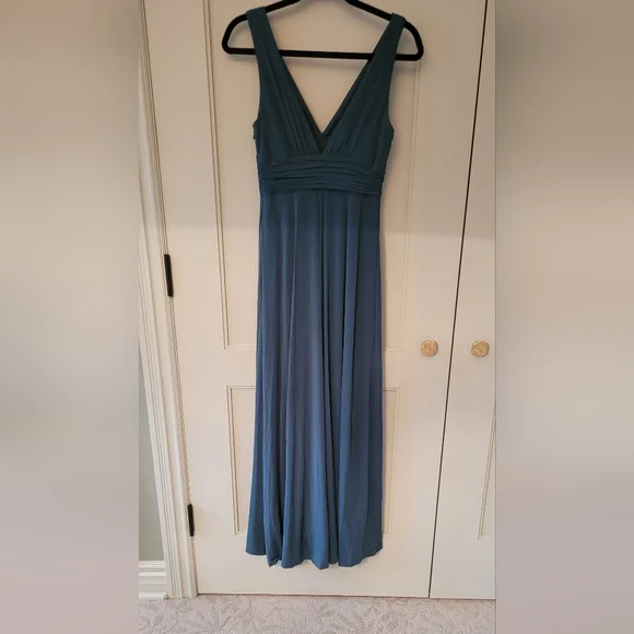 Teal colour long dress - Picture 3 of 4